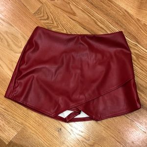 Blue Blush Red Leather Envelope Skirt